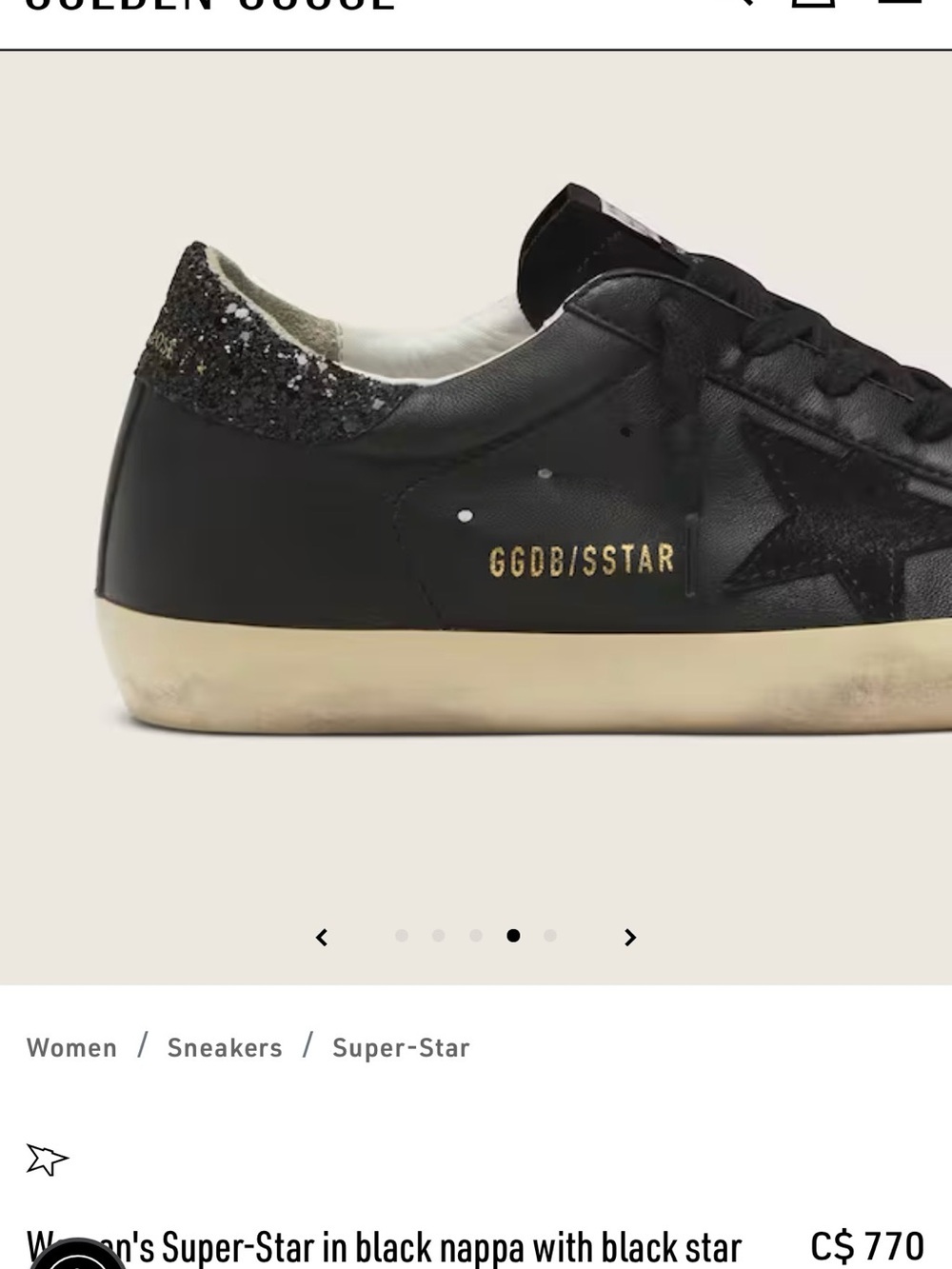 Golden Goose Women's Black Leather Super-Star Sneakers with Glitter Heel - Picture 5 of 9